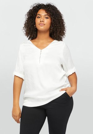 CON ZIP DAVANTI - Blus - bianco
