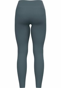 Ripp Leggings in einem sanften Petrolton, hochtailliertes Design, mit glatter Textur und dehnbarem Stoff, der eine figurschmeichelnde Silhouette bietet.