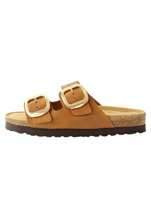 Pantolette flach - tan brown