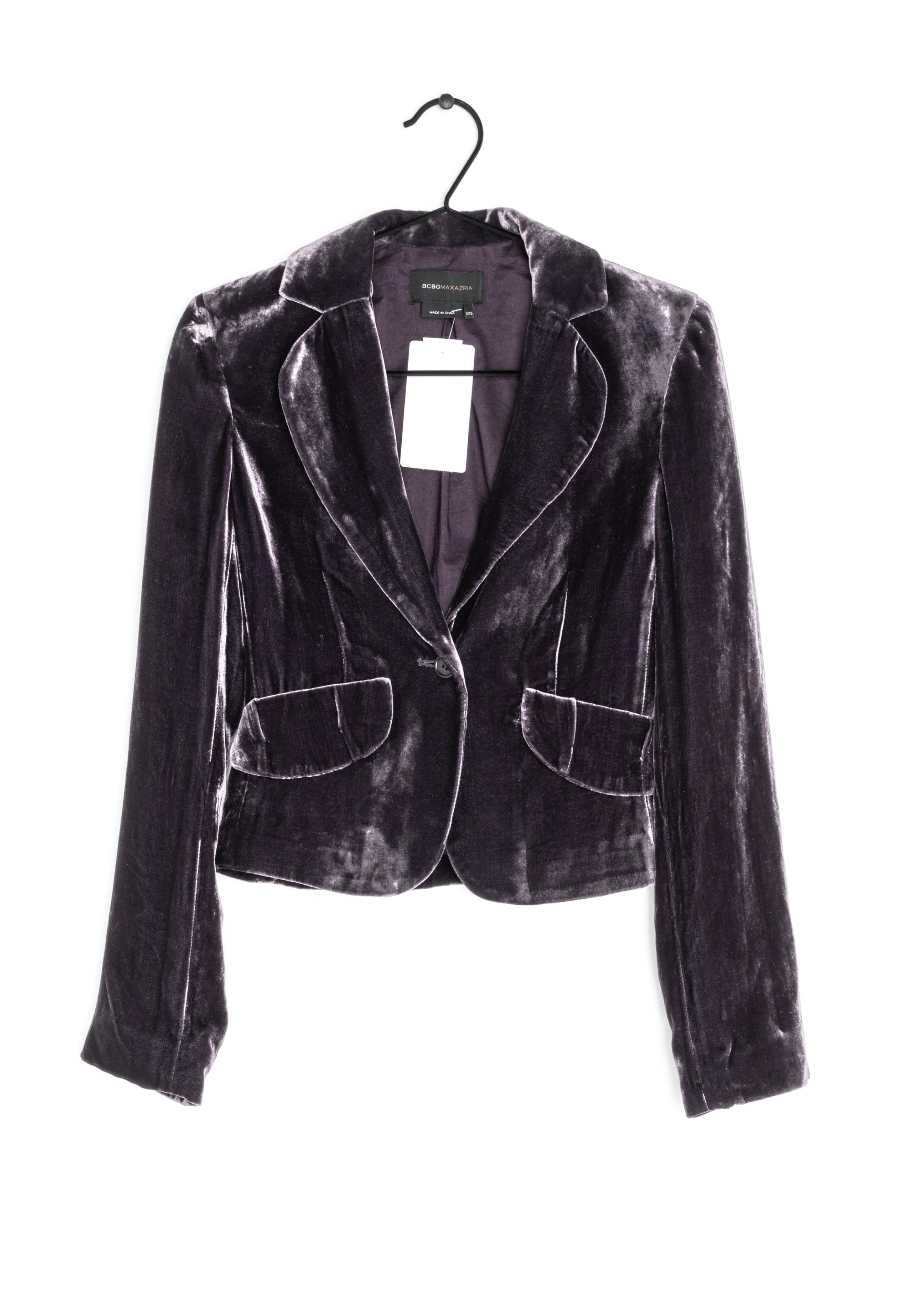 BCBGMAXAZRIA Blazer Donna Giacca Aderente Con Scollo A V, Revers A Tacca, Maniche Lunghe, Tessuto Elasticizzato 81% Poliestere
