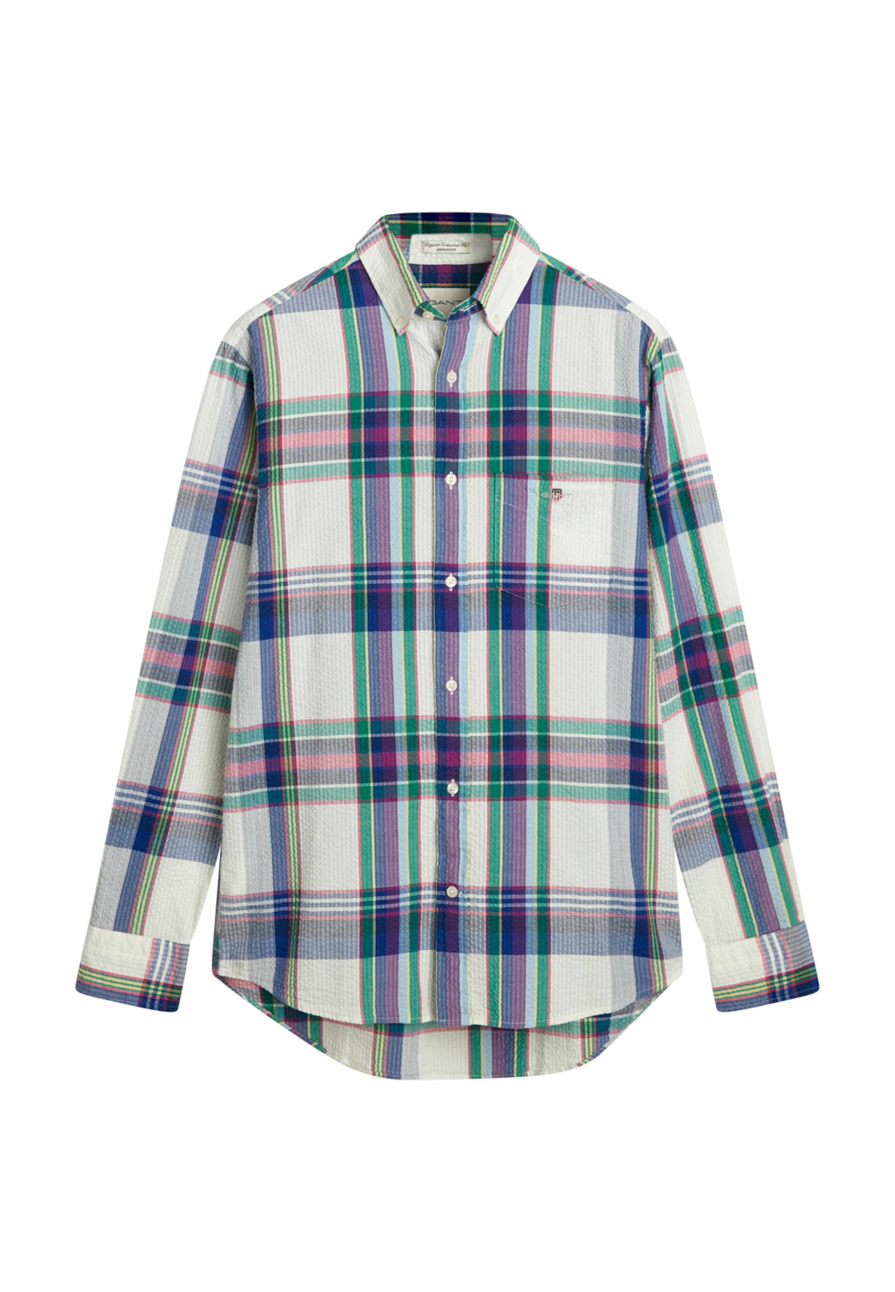 GANT REGULAR FIT SEERSUCKER MADRAS - Košile - eggshell