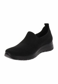 Le scarpe slip-on nere presentano una tomaia in mesh traspirante, una suola in gomma liscia e un colletto imbottito per il massimo comfort. Design leggero con dettagli testurizzati.