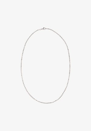 Hopeaketju hopeapalloketju, jossa on tasaisesti sijoitettuja helmiä, varustettuna lukolla ja sileällä, kiillotetulla pinnalla.