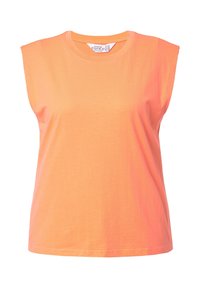 Oranje mouwloze t-shirt van zacht katoen, met een ronde halslijn en een ontspannen pasvorm met schone, minimalistische stikdetails.