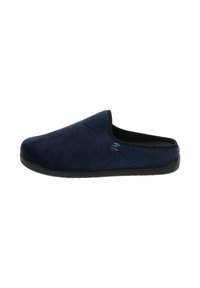 Scarpa slip-on blu scuro realizzata in tessuto testurizzato con suola in gomma nera, caratterizzata da un logo discreto sul lato.