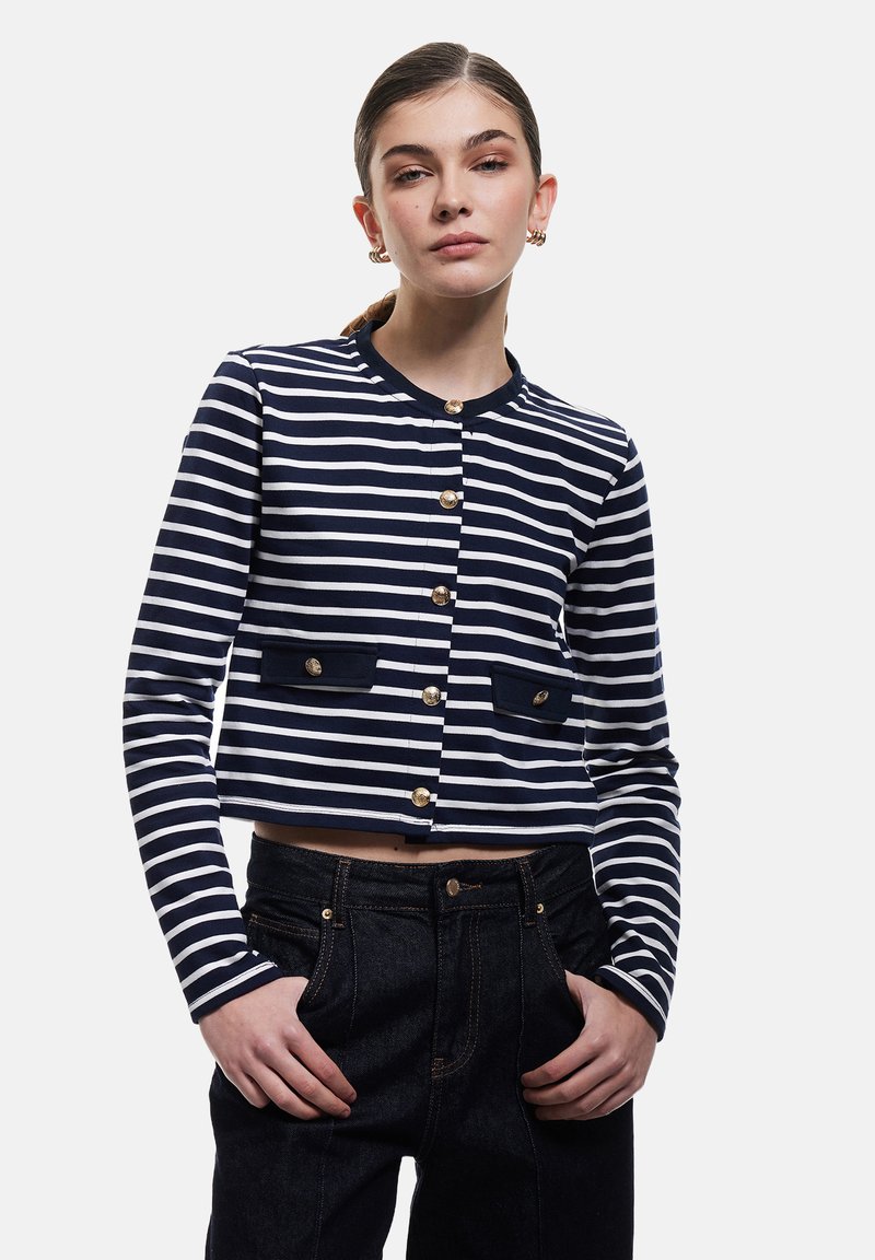 Koton STRIPED - Strickjacke - dark blue