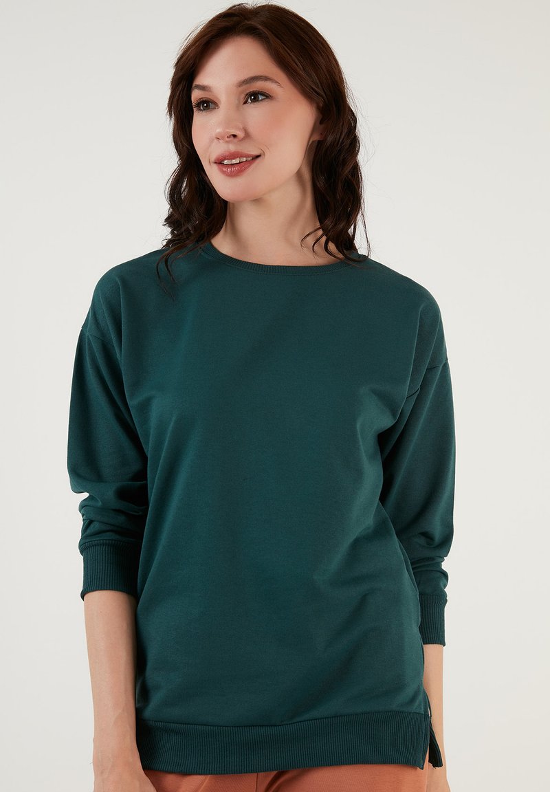 LELA CREW NECK - Sportska majica - dark green melange