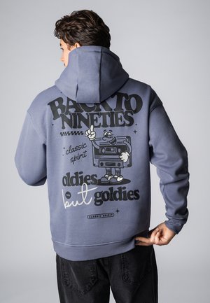 MIT PRINT - Kapuzenpullover - middle blue