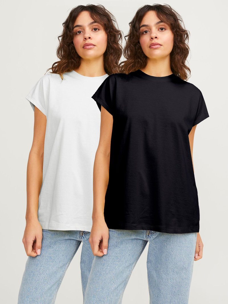 JJXX JXASTRID BOXY EVERY TEE 2 PACK - Navadna majica - bright white/black