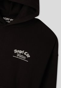 Felpa con cappuccio nera realizzata in materiale morbido, con una grafica frontale bianca che riporta la scritta "Angel City Vision" e uno slogan sottostante.