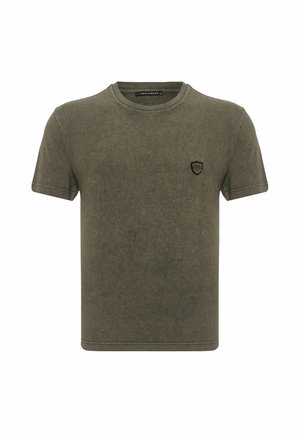 Cipo & Baxx, T-SHIRT IM RELAX FIT MIT WASCHUNG UND PATCH - Basic T-shirt - khaki