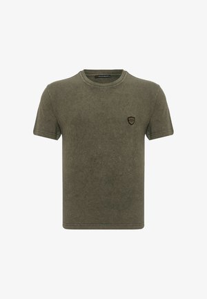 Cipo & Baxx, T-SHIRT IM RELAX FIT MIT WASCHUNG UND PATCH - T-shirt basic - khaki