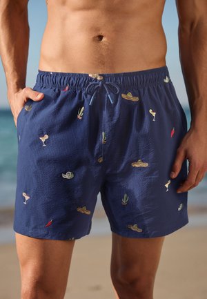 Next, REGULAR FIT - TEXTURED FIESTA EMBROIDERED DQ - Badeshorts - navy