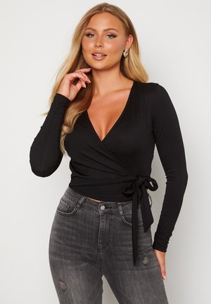 WRAP TIE TOP - Camicetta - black