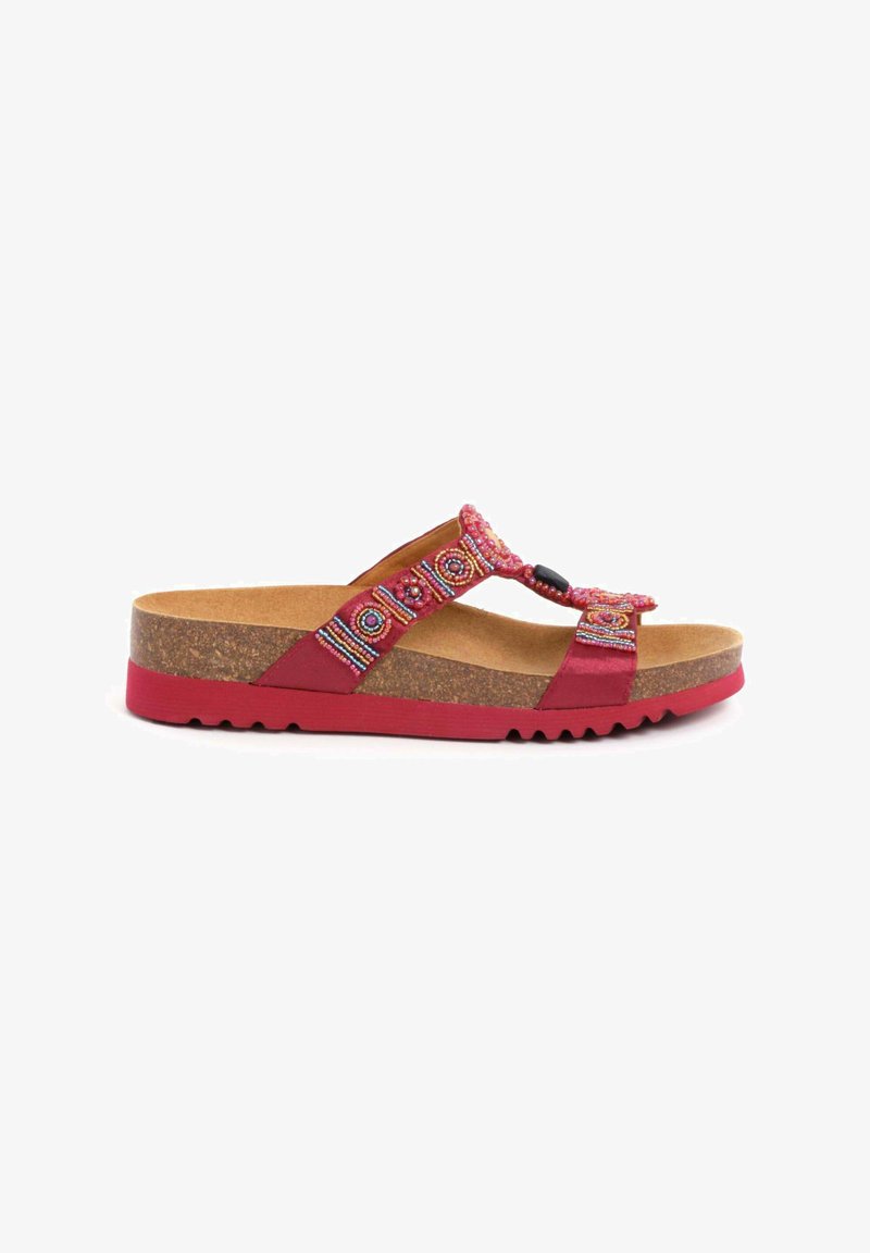 Scholl NEW BOGOTA WEDGE - Slip-on sandaler - dk red multi