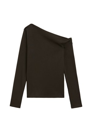 Massimo Dutti, DRAPED SHOULDER DETAIL T-SHIRT - Langærmet T-shirt - brown