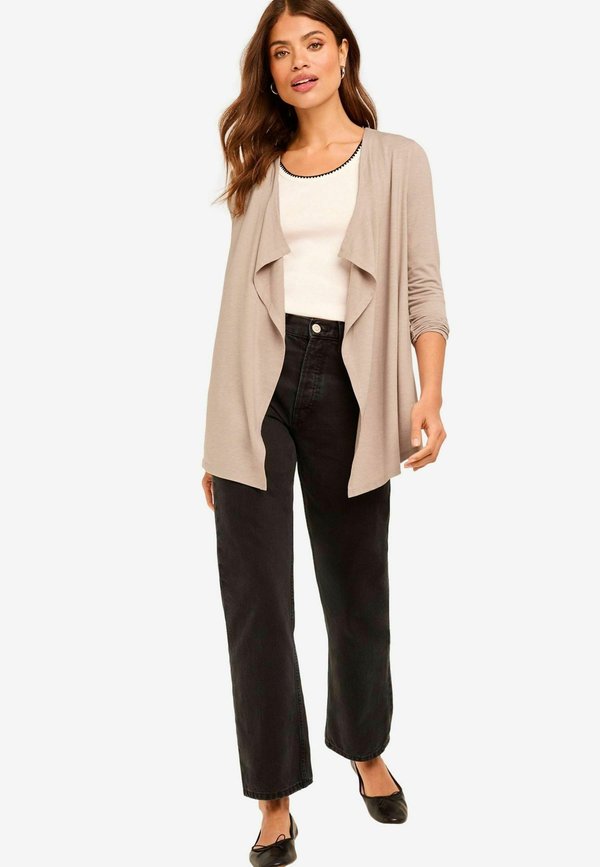 REGULAR FIT - WATERFALL - Strickjacke - oatmeal