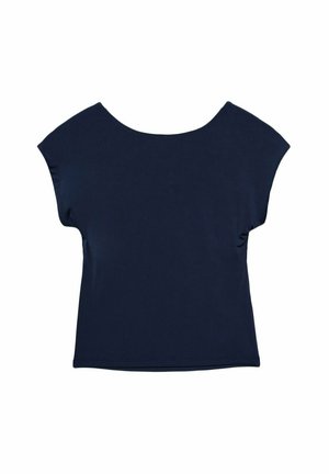 Stradivarius OPEN-BACK - T-Shirt print - dark blue