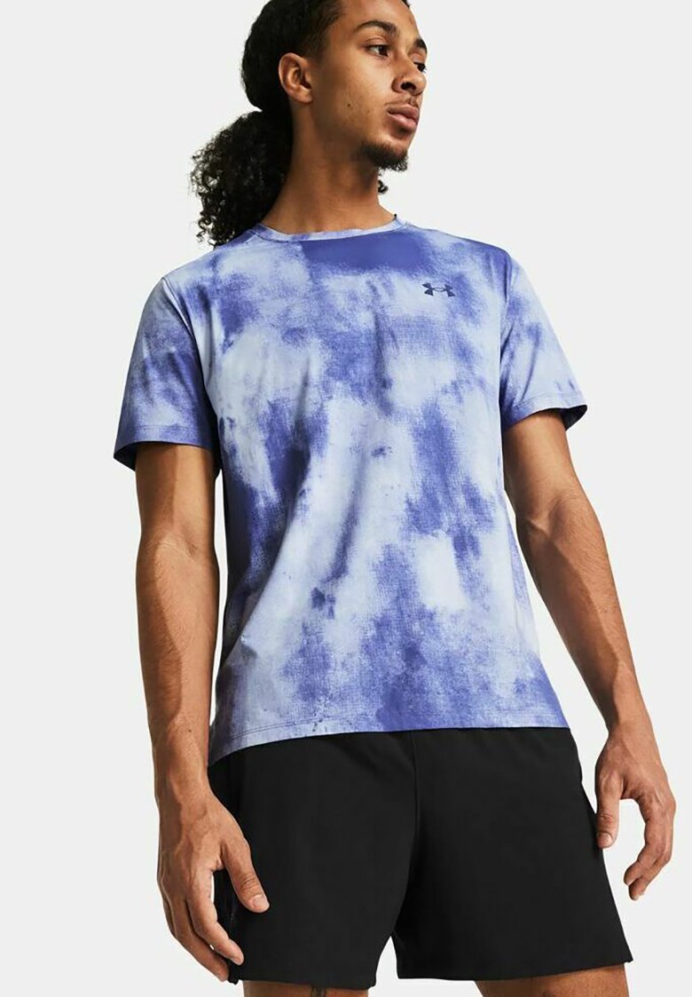 Under Armour LAUF LASER WASH - T-shirt con stampa - celeste starligh
