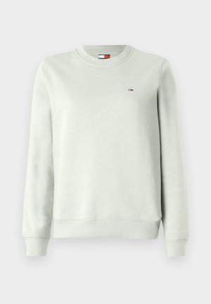 Hellgrüner Sweatshirt, Rundhals-Design, gerippte Bündchen und Saum, mit einem kleinen Logodetail auf der linken Brust. Weicher Stoff, lässige Passform.