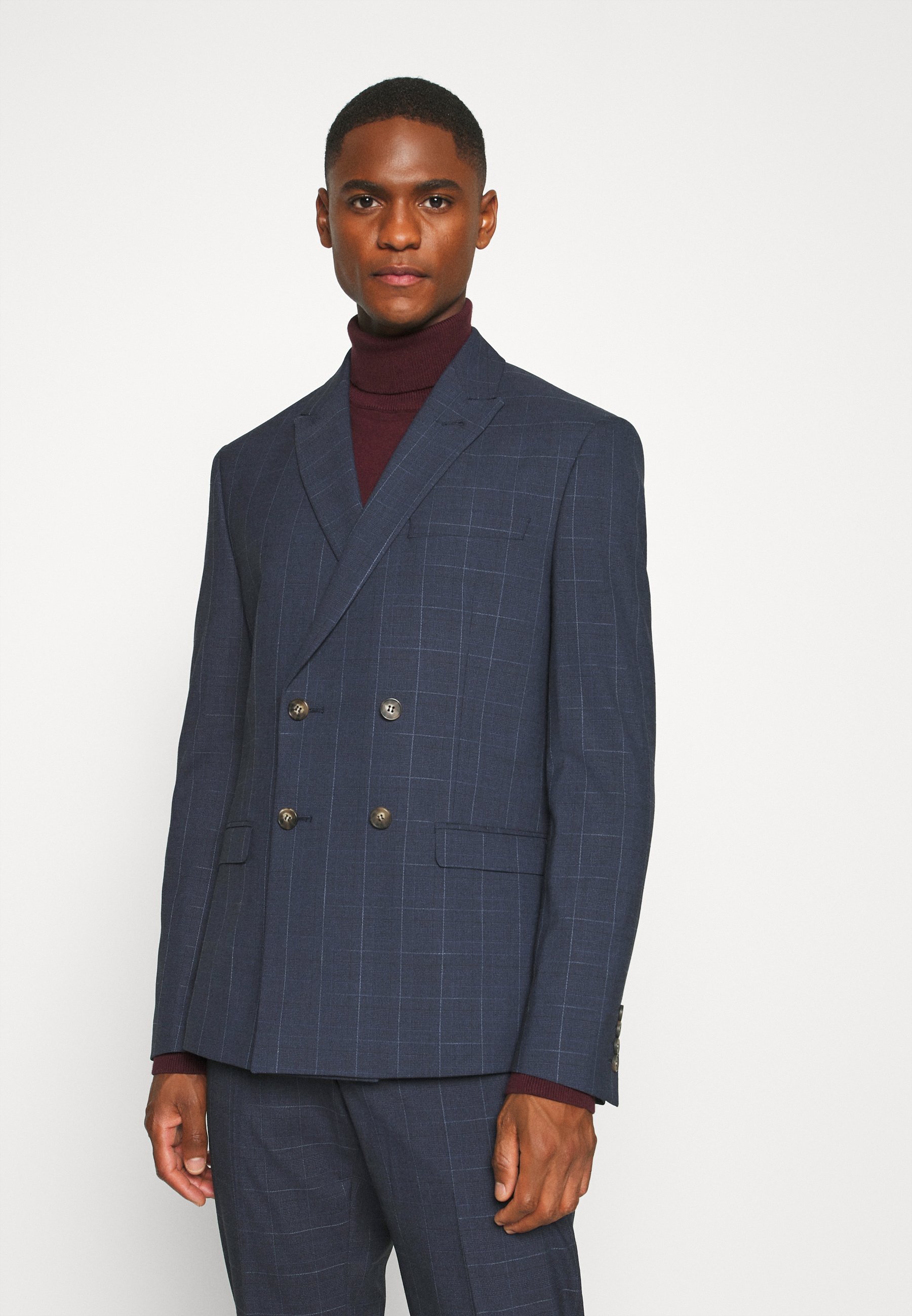 Isaac Dewhirst DOUBLE BREASTED WINDOWPANE CHECK SUIT Dress Isaac Dewhirst CHECK SUIT DOUBLE BREASTED - Dress - dark blue