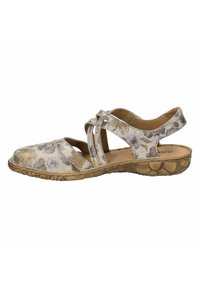 Blumenmuster-Sandalen mit geschlossenem Zehenbereich und Kreuzriemen, in Beige- und Grautönen, mit strukturiertem Profil, leichter Polsterung und flachem Absatz für optimalen Komfort.