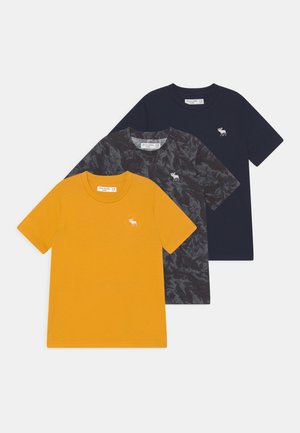 CREW 3 PACK - Basic T-shirt - sky captain/black ice dye/golden rod