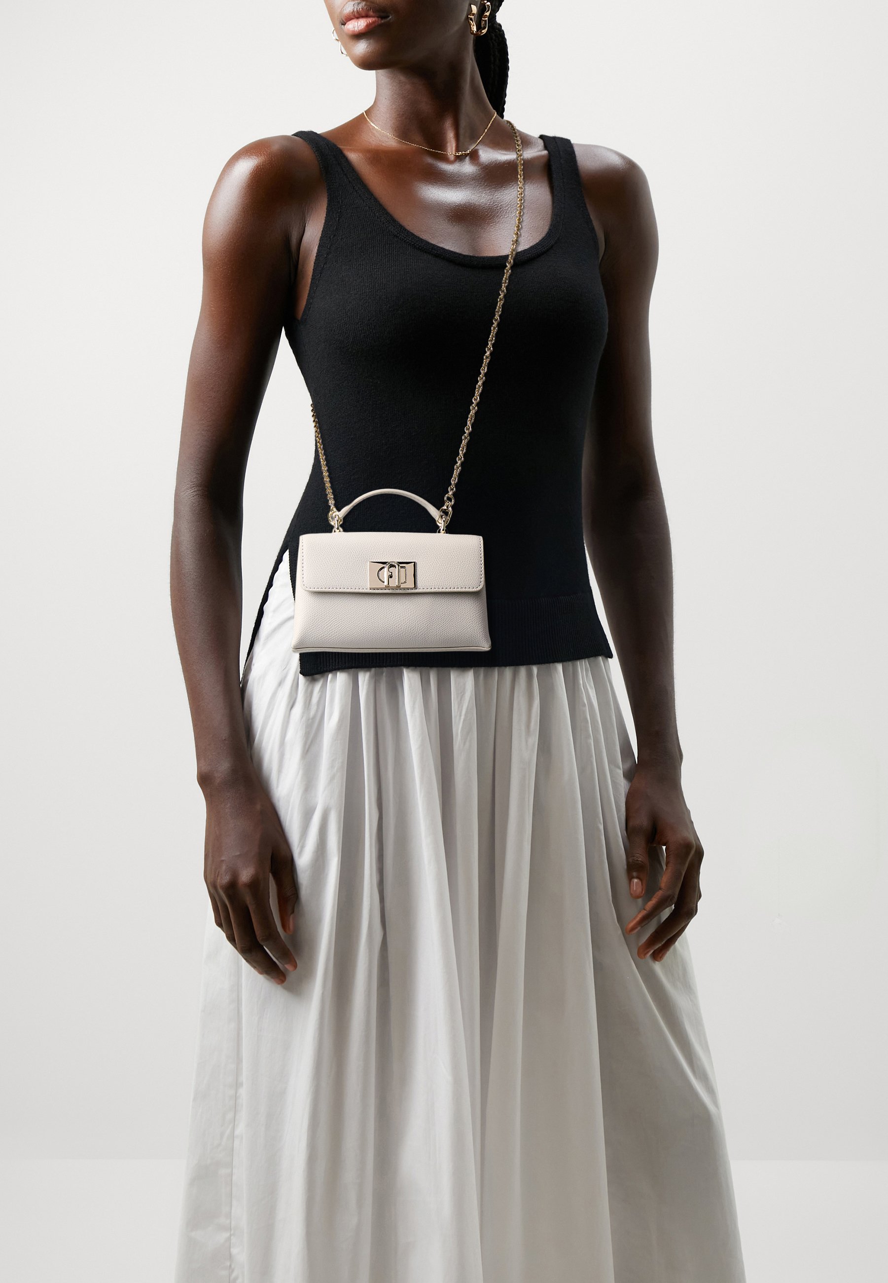 Furla MINI CROSSBODY TOP HANDLE - Handbag - marshmallow/white 