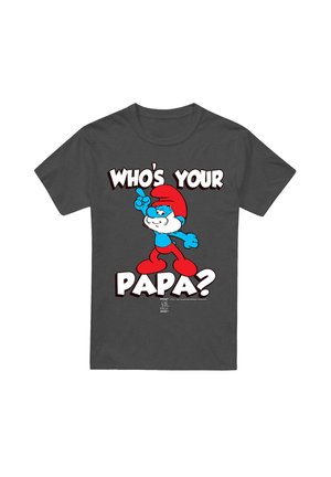 SMURFS WHO S YOUR PAPA - Print T-shirt - anthracite