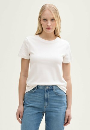 TOM TAILOR MIT RUNDHALSAUSSCHNITT - T-Shirt basic - whisper white