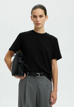 MIT RUNDHALSAUSSCHNITT BOXY FIT - T-shirt basique - black