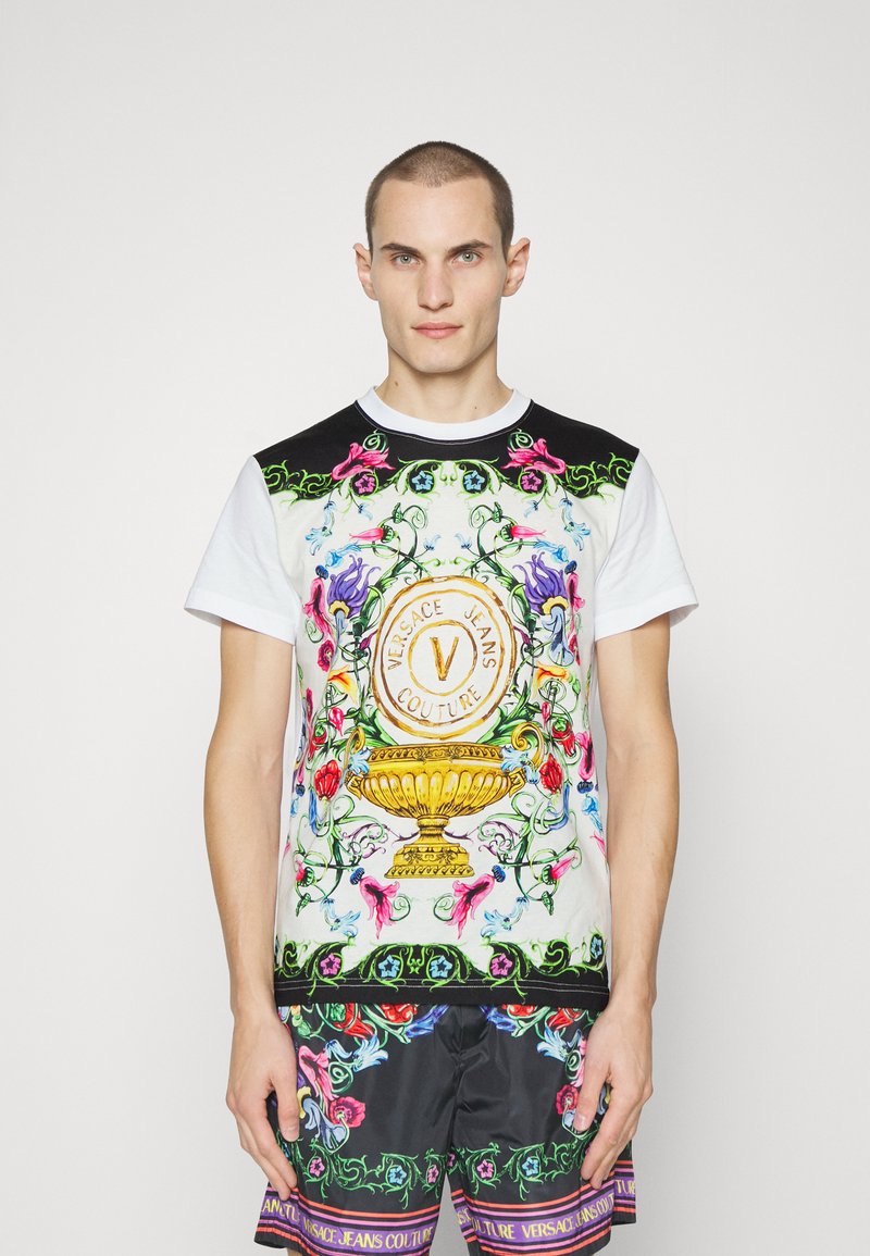 Versace Jeans Couture GARDEN SLIM Tshirts med print white/gold
