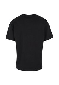 Sort bomulds T-shirt, korte ærmer, rund hals, afslappet pasform, glat tekstur, ingen synlige logoer eller mønstre, set bagfra.