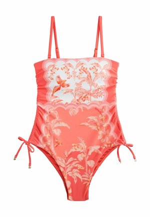 B by Ted Baker REGULAR FIT - BANDEAU WITH ADJUSTABLE RUCHING AND TUMMY CONTROL   - Costum de baie - coral pink