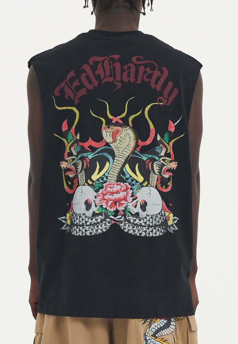 Ed Hardy SNAKE & SKULL IN FLAMES SLEEVELESS - Top - black