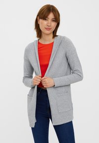 Vero Moda - DOFFY OPEN HOOD NOOS - Strickjacke - light grey melange Thumbnail-Bild 1