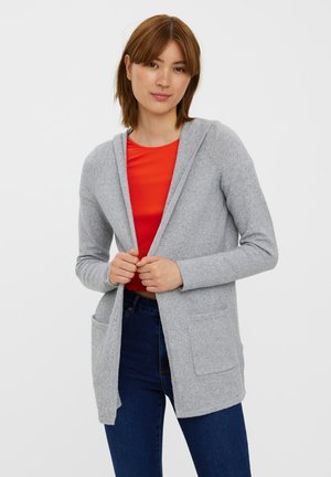 Vero Moda VMDOFFY OPEN HOOD CARDIGAN  - Cardigan - light grey melange