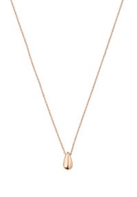 Rose guld halskæde med en delikat kæde, der har en dråbeformet vedhæng, som er glat, reflekterende og centralt placeret.