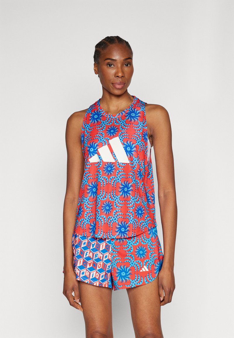 adidas Performance FARM TANK - Viršus - bright red/signal cyan
