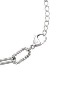 Collana d'argento con chiusura e dettagli a maglia attorcigliata. Caratterizzata da una finitura lucida e anelli ovali uniformi con un sicuro moschettone.