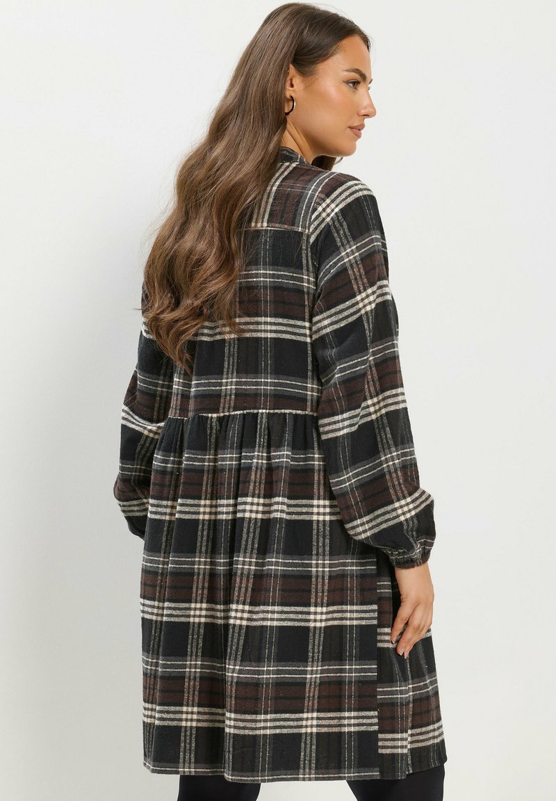 Yours Clothing CASUAL - Shirt dress - chocolate/anthracite