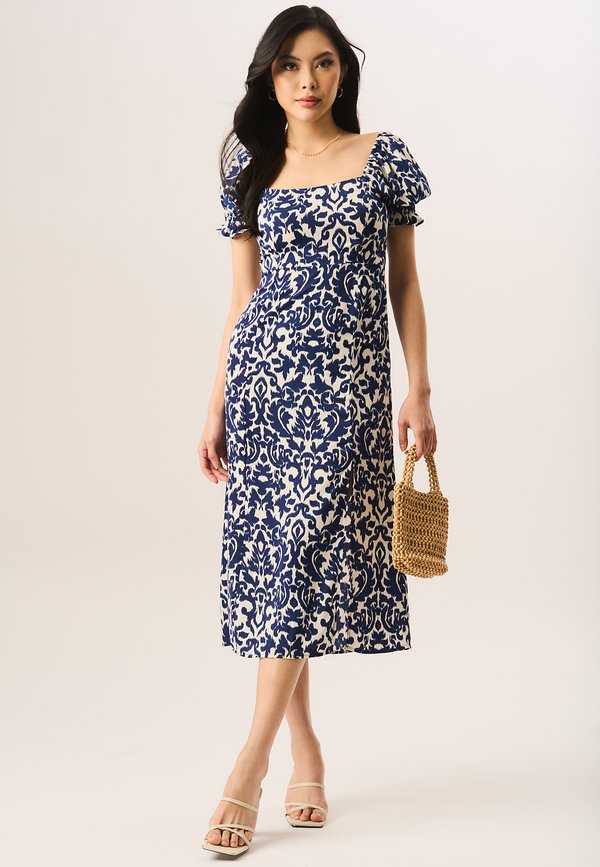 SHORT PUFF SLEEVE SPLIT HEM MIDI - Day dress