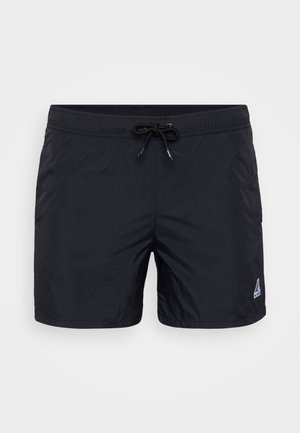 Costumi da bagno neri realizzati in materiale leggero, con una vita elastica dotata di cordoncino e una decorazione con logo sul lato.