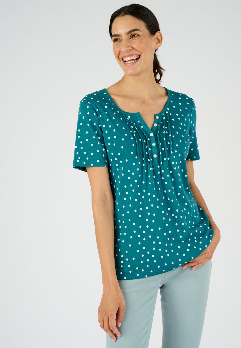 Damart COL TUNISIEN - Camiseta estampada - vert pois