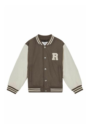 Reiss REISS ARKAN COLOUR BLOCK VARSITY BOMBER JACKET - Übergangsjacke - mink brown off white