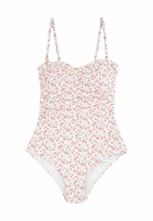 TUMMY CONTROL RUCHED BANDEAU STANDARD - Uimapuku - ecru pink ditsy pique
