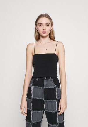 SPAGHETTI STRAP CROPPED SINGLET - Top - black