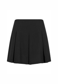 Falda negra con pliegues y una cinturilla ajustada. Hecha de una tela suave, presenta una silueta clásica y pliegues sutiles para mayor volumen.