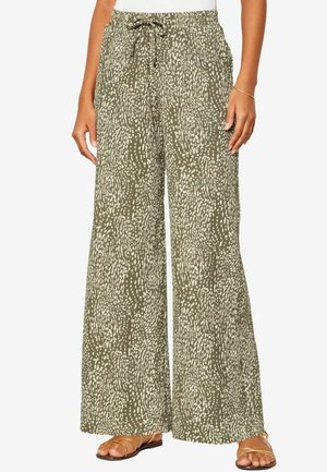 WIDE LEG CRINKLE PRINTED ELASTICATED WAIST - Tepláky - khaki green