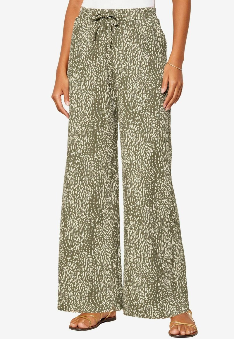 Friends Like These WIDE LEG CRINKLE PRINTED ELASTICATED WAIST - Träningsbyxor - khaki green